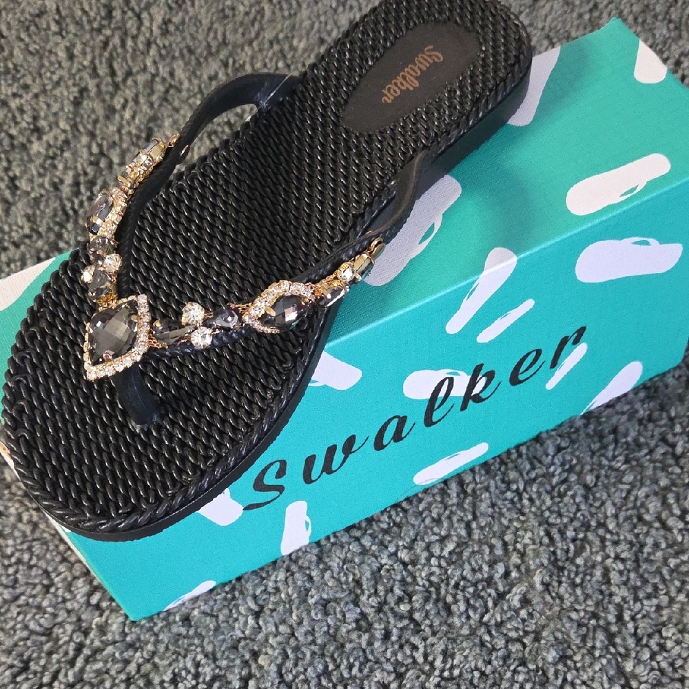 Black Embellished Women's Sandals